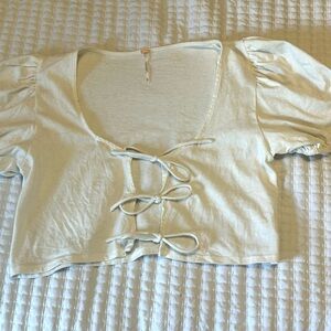 Free People White tie-front Top
